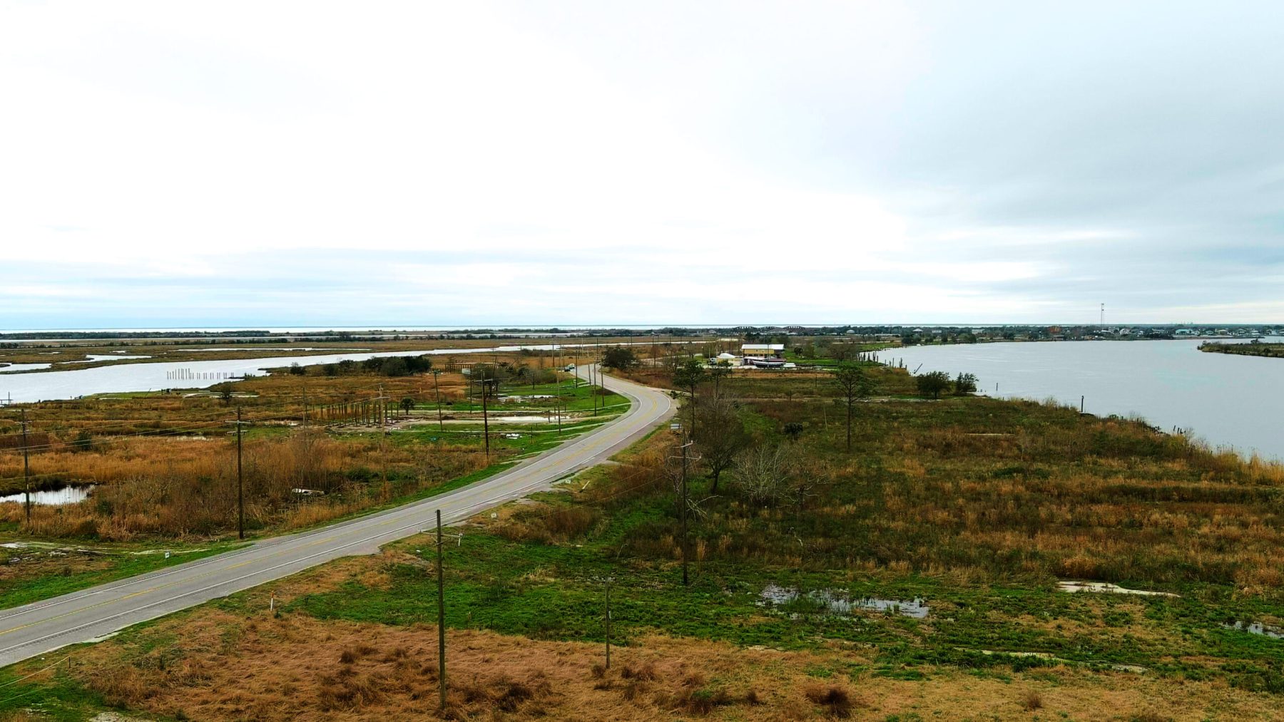 Aerial drone view of The Passes at Lake Pontchartrain
