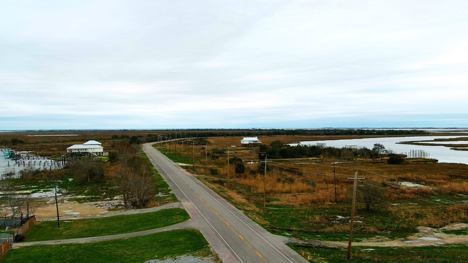 Drone view of the property and access roads